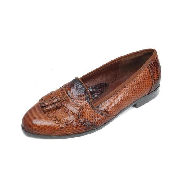 Giorgio Brutini Snake Skin Tassel Loafers Shoes Vintage Vtg Y2K Mens Sz 12 - Picture 1 of 16